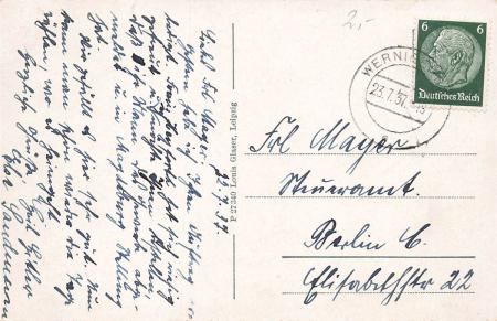 Preview: AK Wernigerode, (38855) Chistanental, gelaufen am 23.07.1937 (Wernigerode)