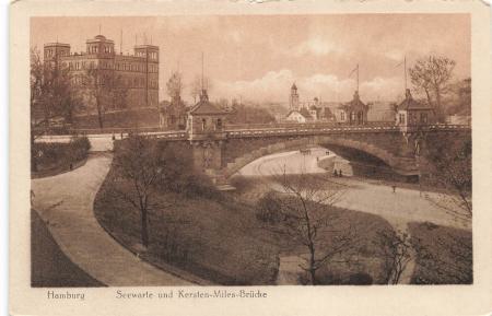 AK Hamburg (20095), Seewarte u. Kerstin-Miles-Brücke, n.gelaufen